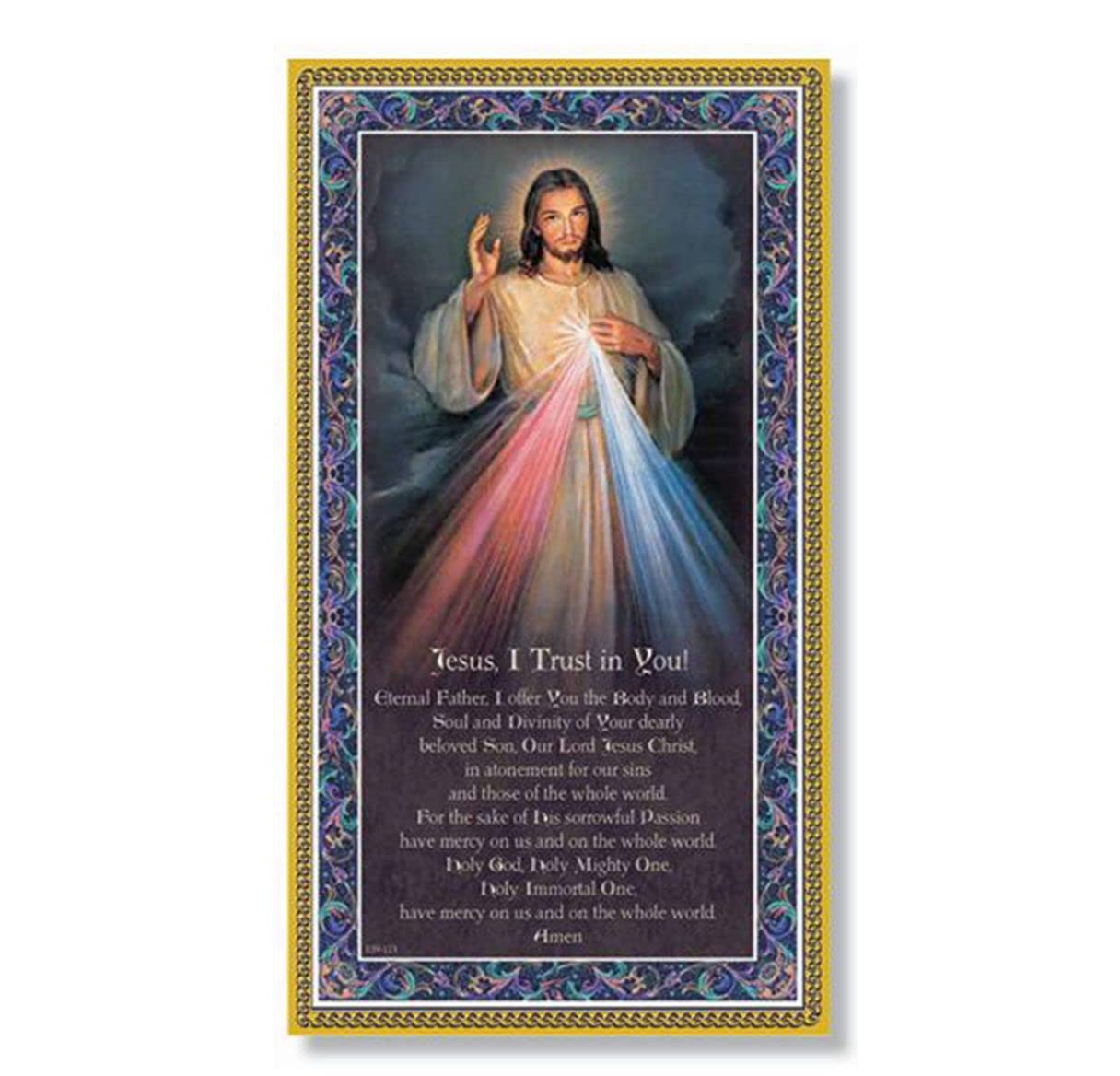 Gold Foil Stamped Italian Image, 5" x 9" Plaque, Divine Mercy, # 30810