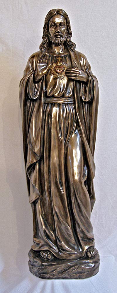 40" Sacred Heart of Jesus, Cold Cast Bronze, Lightly Hand Painted, # 41287
