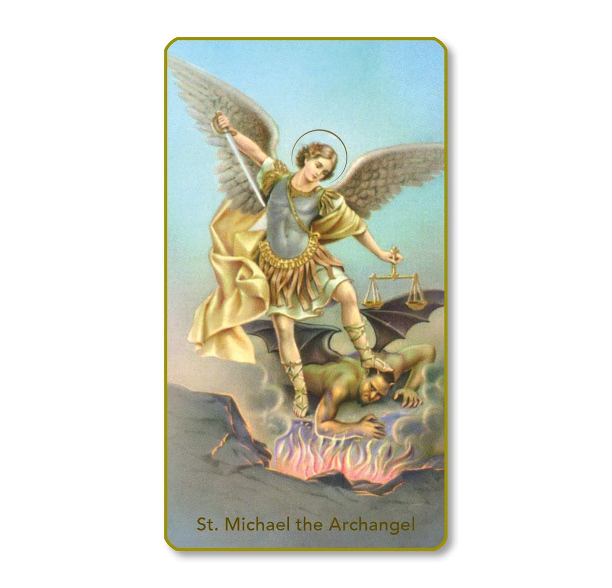St. Michael the Archangel Italian Paper Holy Cards, 2"x4", Blank Back, 100-Pack, # 6000