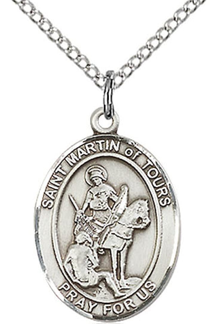 St. Martin of Tours Medal in Fine Pewter, 3/4" tall, Your Choice of Chain # 17151