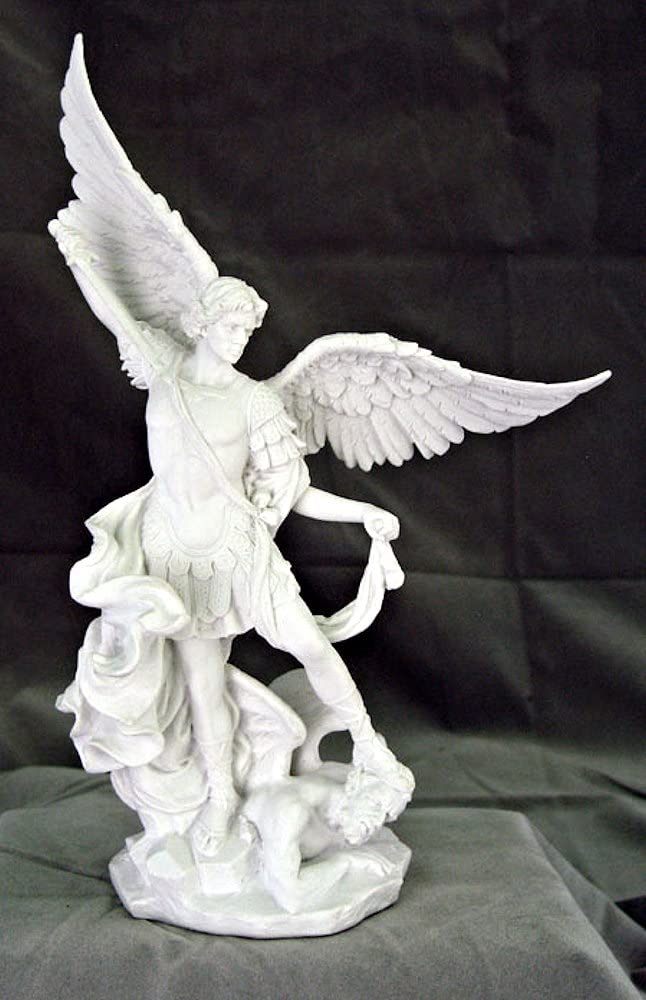 10" St. Michael Statue in White Veronese Resin, 17750