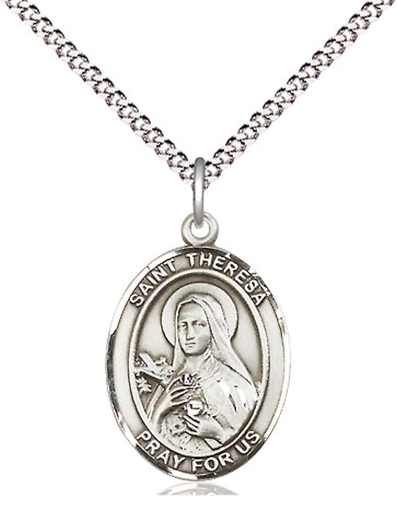 St. Theresa of Lisieux Medal in Fine Pewter, 3/4" tall, Your Choice of Chain # 17250