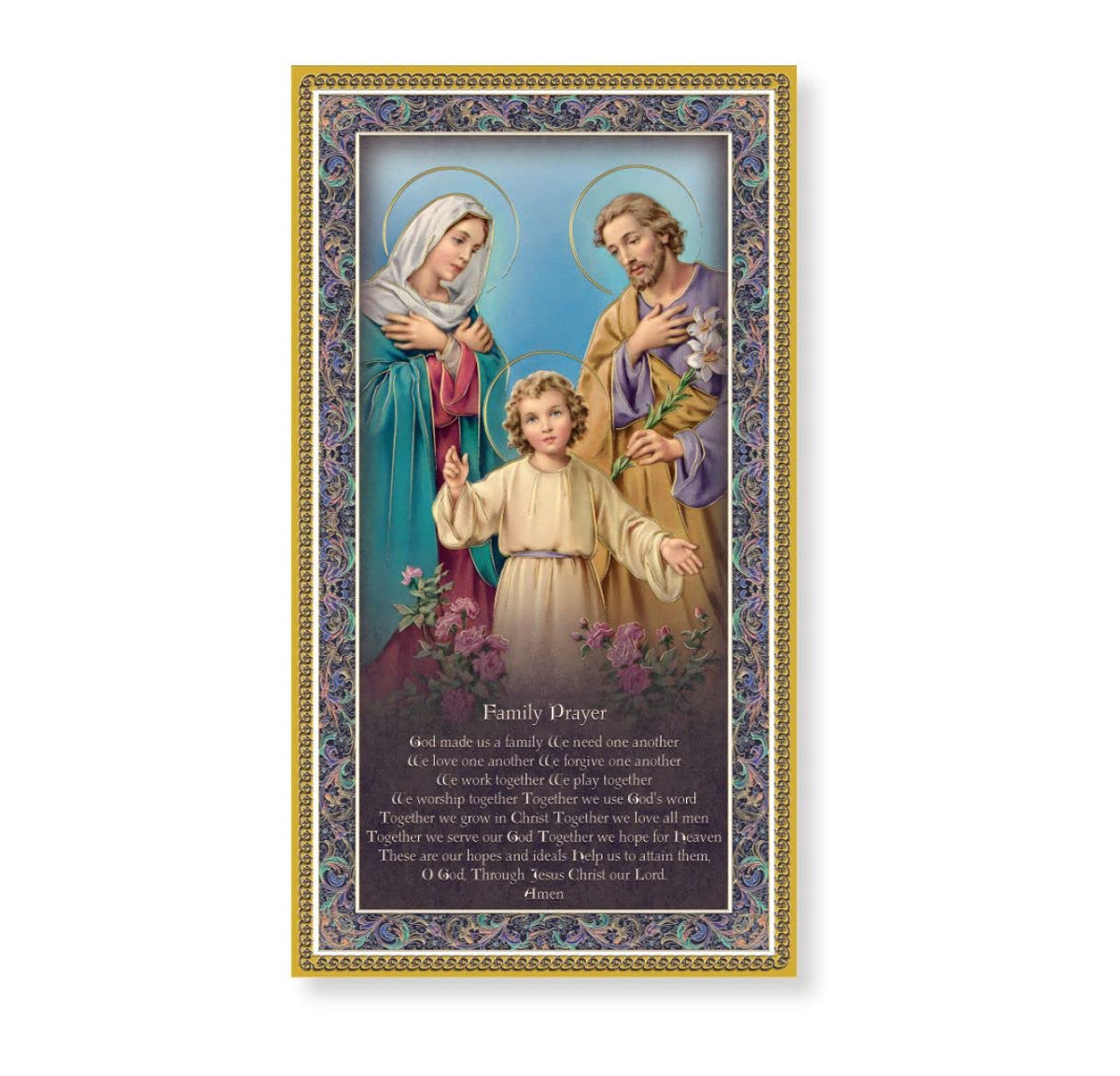 Holy Family Prayer Wood Plaque with Prayer, 5"x9", Made in Italy # 65595