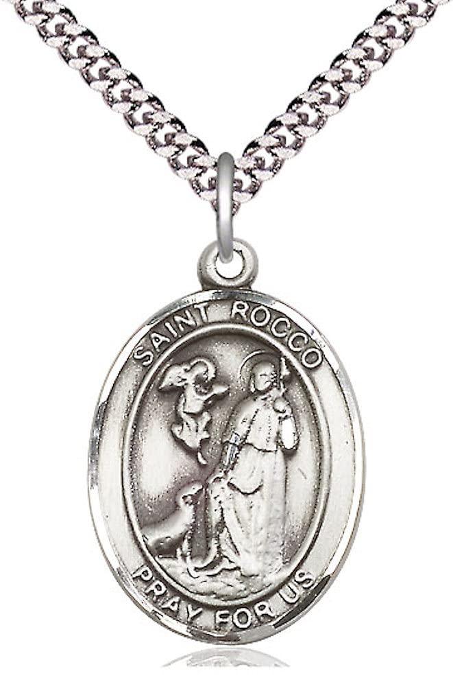 St. Rocco Medal in Fine Pewter, 1" tall, Your Choice of Chain, # 5563