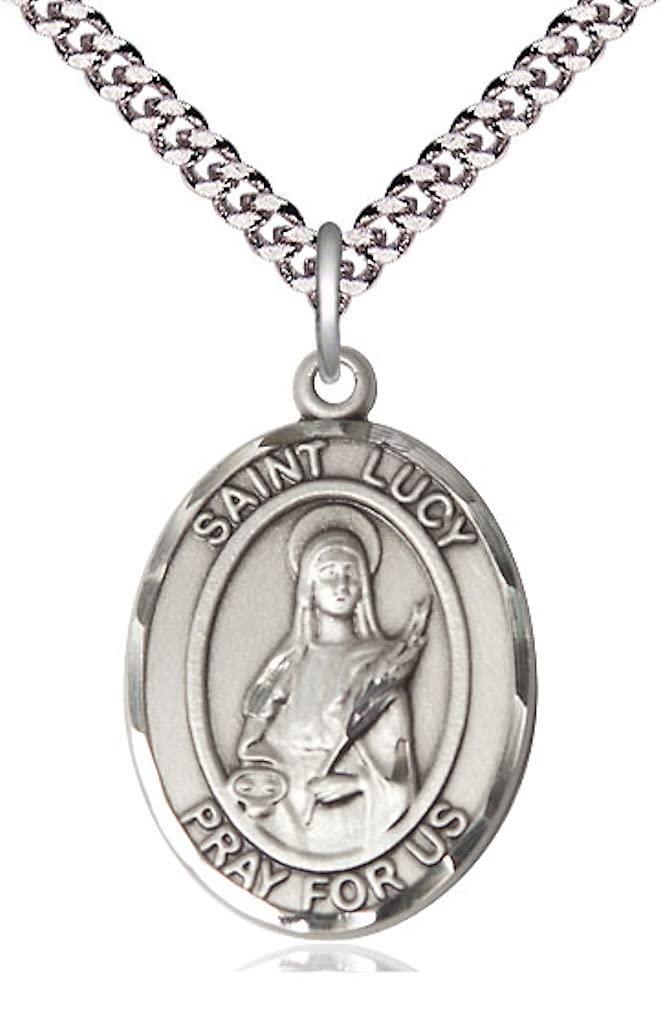 St. Lucy of Syracuse Medal in Fine Pewter, 1" tall, Your Choice of Chain, # 5415