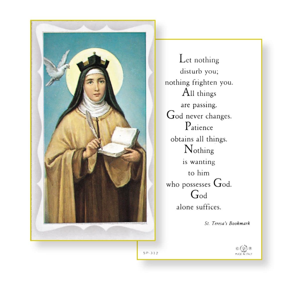 SAINT TERESA OF AVILA Paper Holy Cards, 2"x4", 100-pack, # 5888