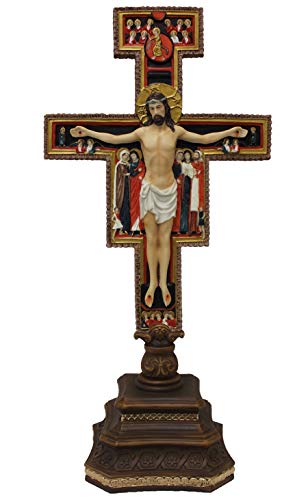 14" San Damiano Standing Crucifix, Hand Painted, # 49464