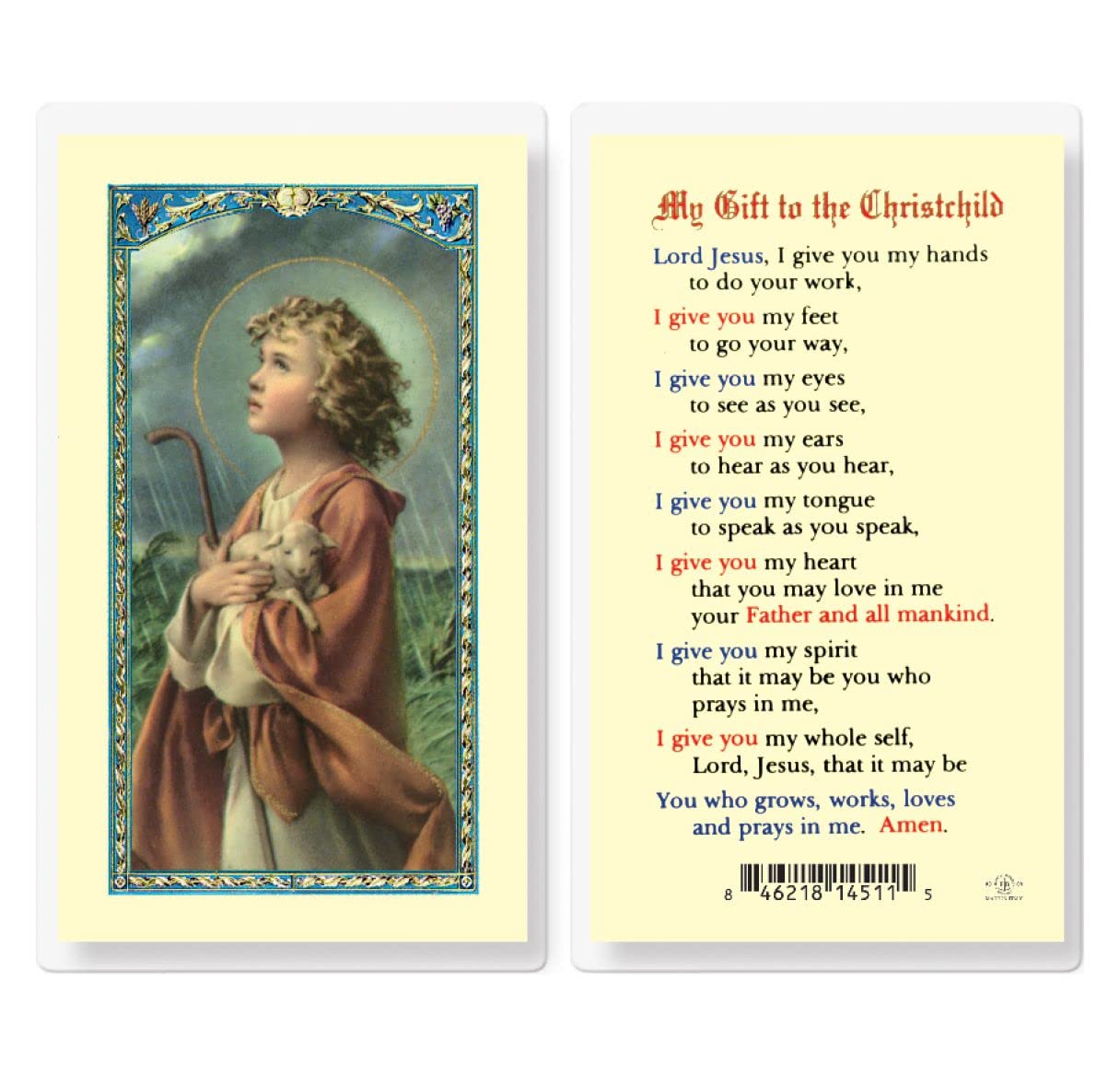 My Gift To The Christchild Laminated Holy Card, 25-Pack, # 59054