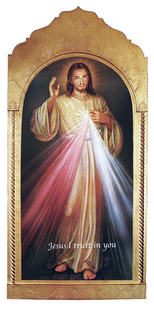 Divine Mercy Florentine Wood Plaque, 21"x45", Made in Italy, # 21146