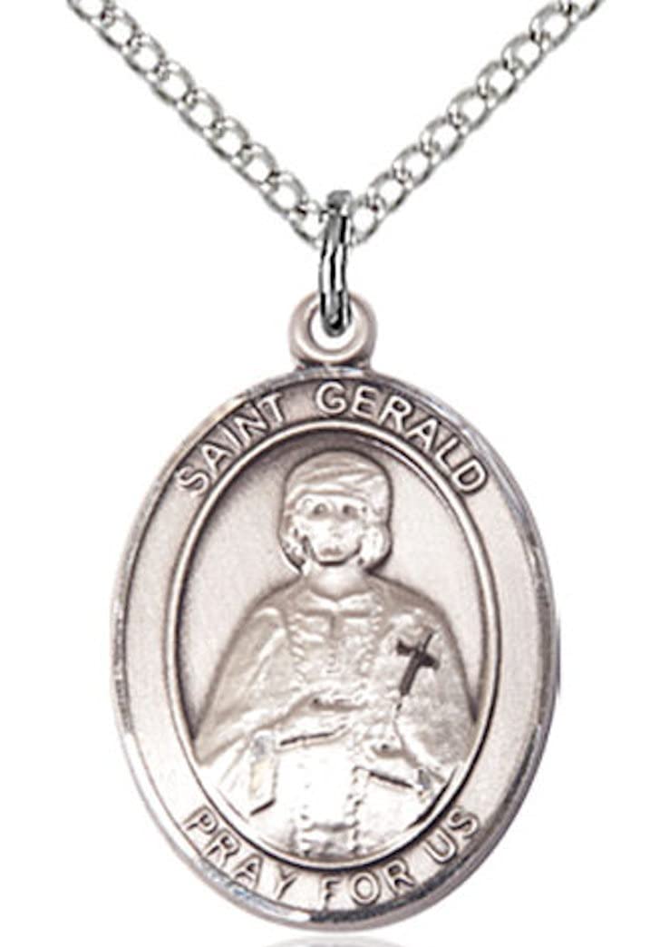 St. Gerald Medal in Fine Pewter, 3/4" tall, Your Choice of Chain # 17049
