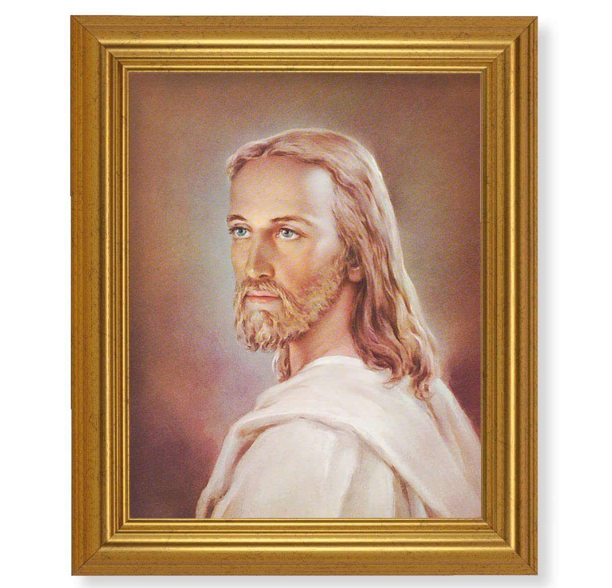 Head of Christ, 10"x12" Gold-Leaf Finished Classic Frame, Italian Print on Artboard # 27161