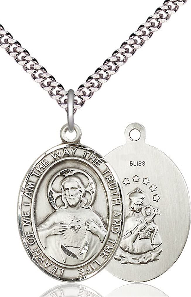 Scapular Medal in Fine Pewter, 1" tall, Your Choice of Chain, # 4939