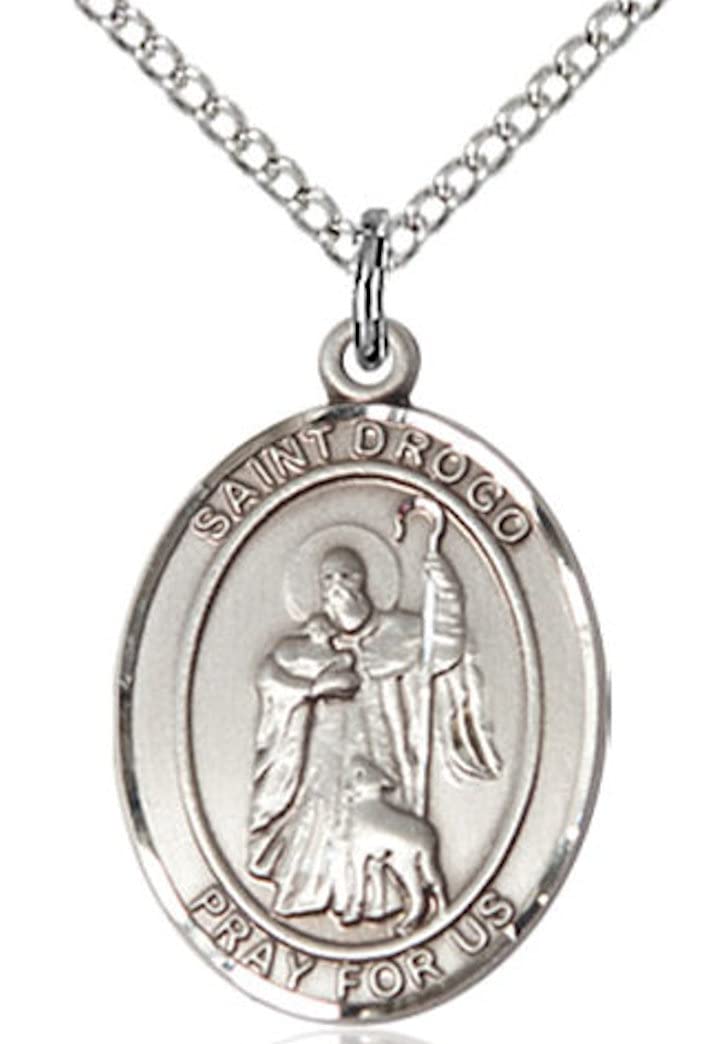 St. Drogo Medal in Fine Pewter, 3/4" tall, Your Choice of Chain # 17013