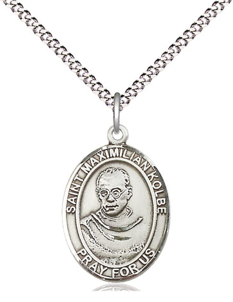 St. Maximillian Kolbe Medal in Fine Pewter, 3/4" tall, Your Choice of Chain # 17160