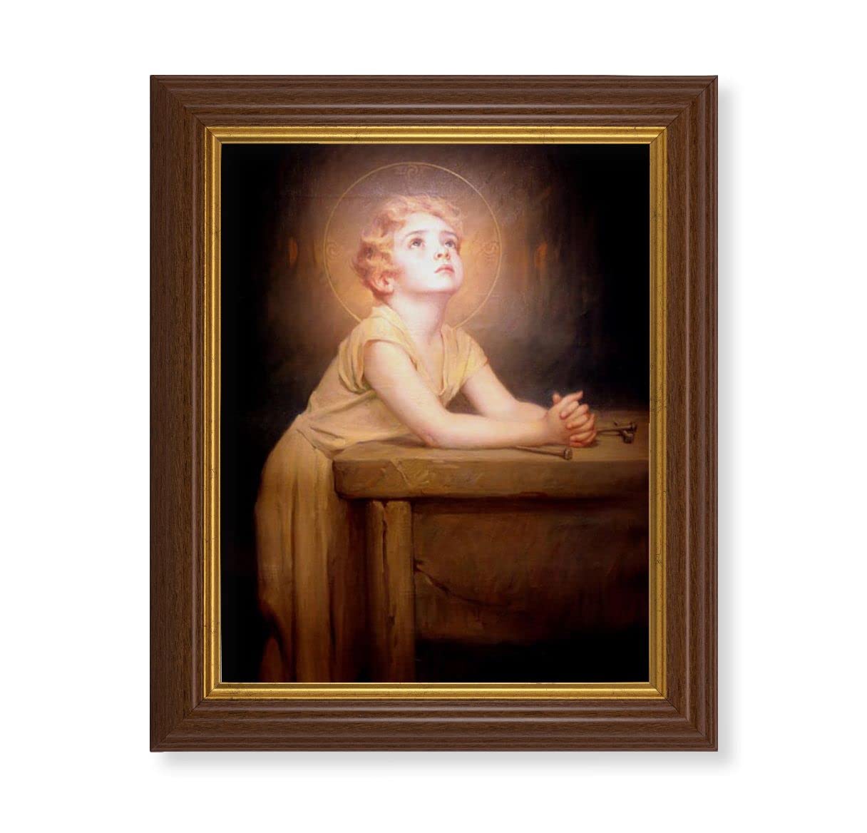 Chambers: Thy Will Be Done, 10.5"x12.5" Walnut Finished Fluted Frame, Gold Beaded Lip, Italian Print # 27070