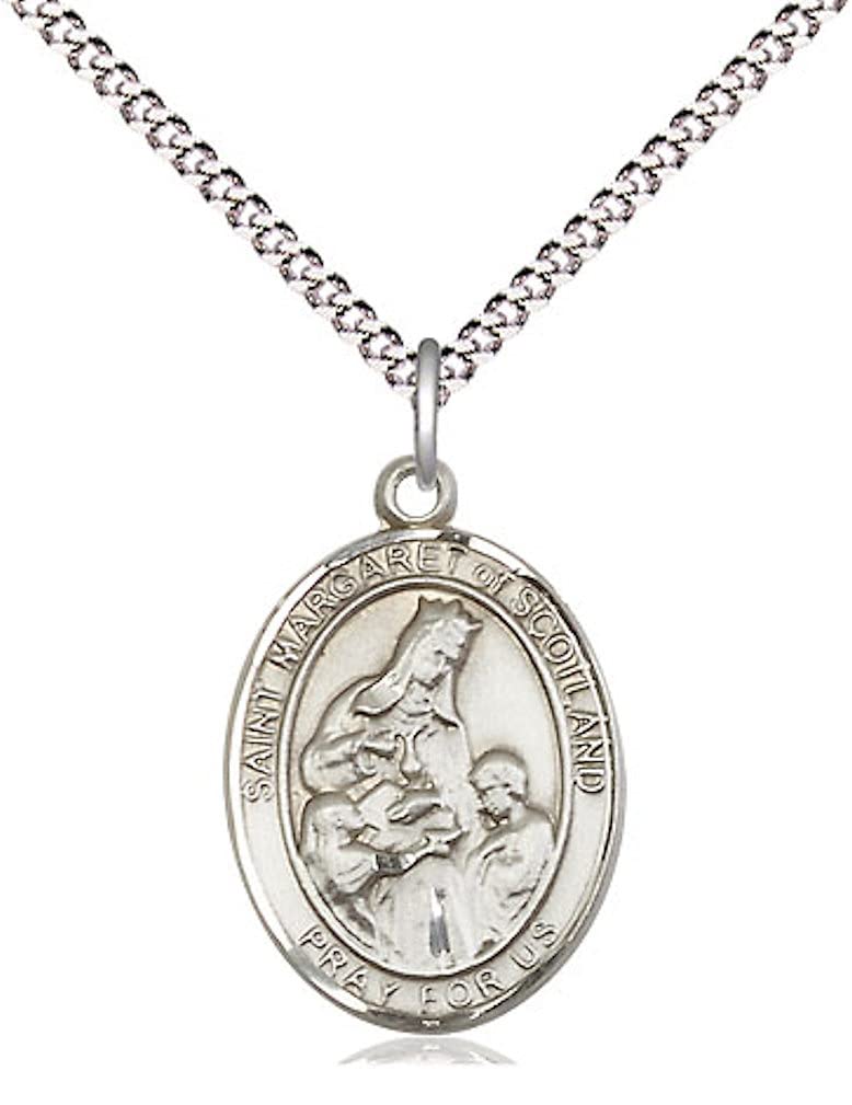 St. Margaret of Scotland Medal in Fine Pewter, 3/4" tall, Your Choice of Chain # 17141