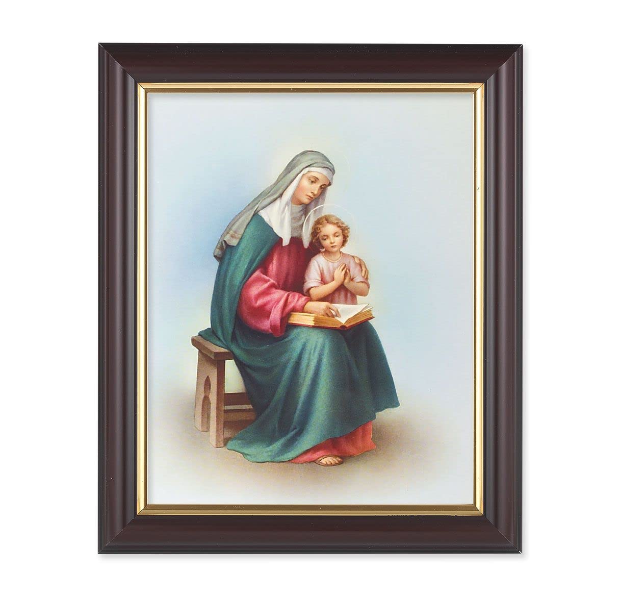 St. Anne, 10"x12", Classic Fluted Walnut Finished Frame, Italian Print Under Glass # 26323