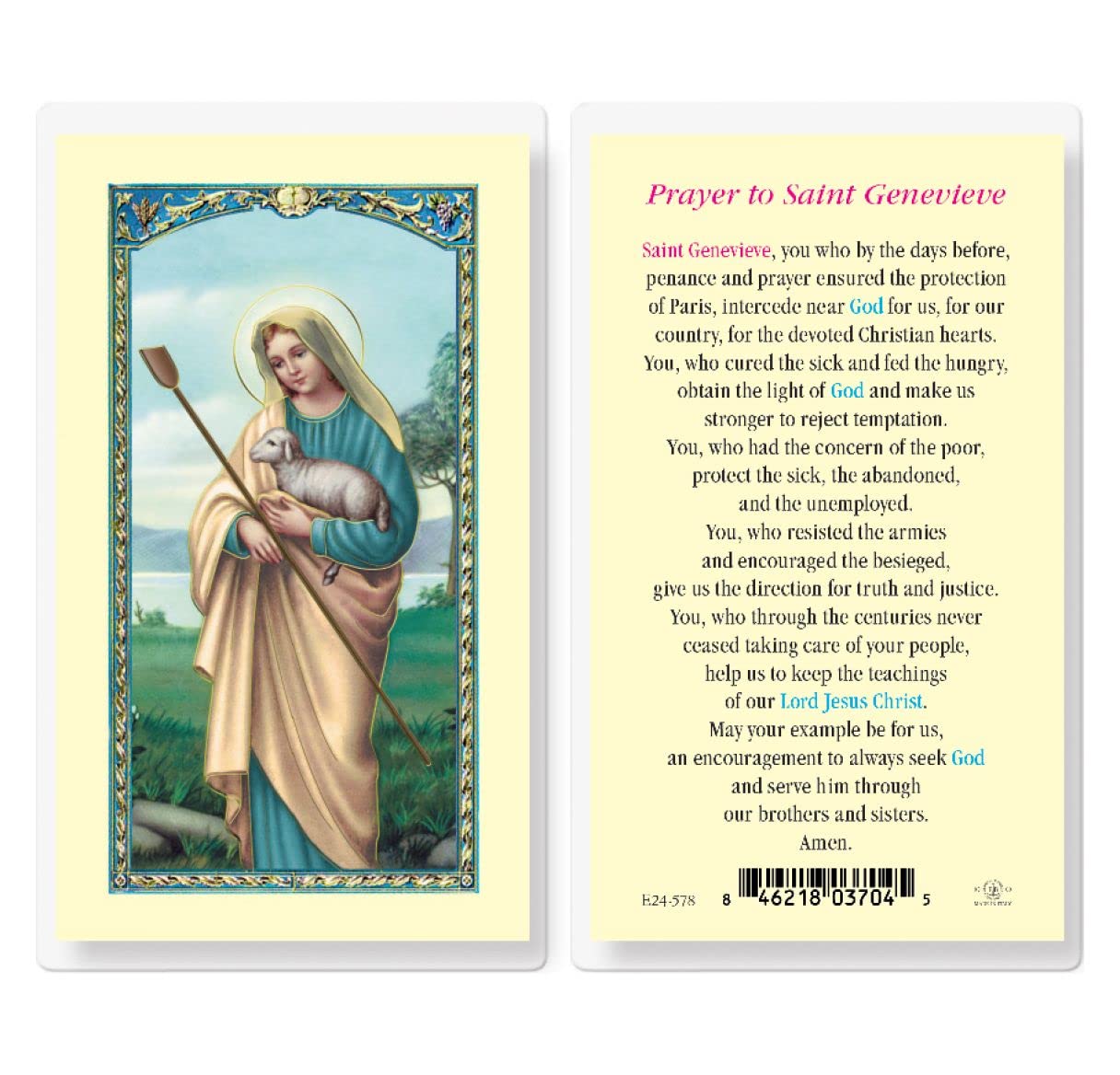 Prayer to Saint Genevieve Laminated Holy Card, 25-Pack, # 3943