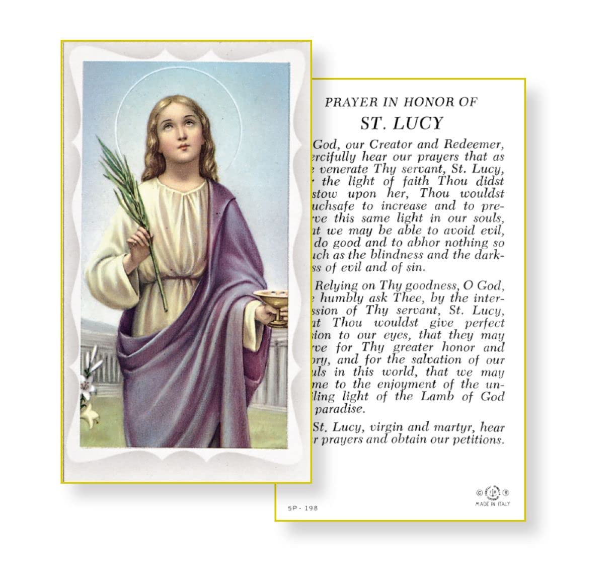 SAINT LUCY Paper Holy Cards, 2"x4", 100-pack, # 5879