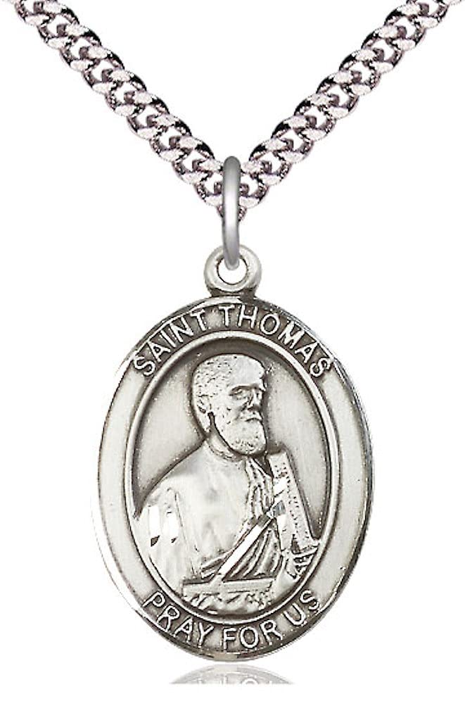St. Thomas the Apostle Medal in Fine Pewter, 1" tall, Your Choice of Chain, # 5603