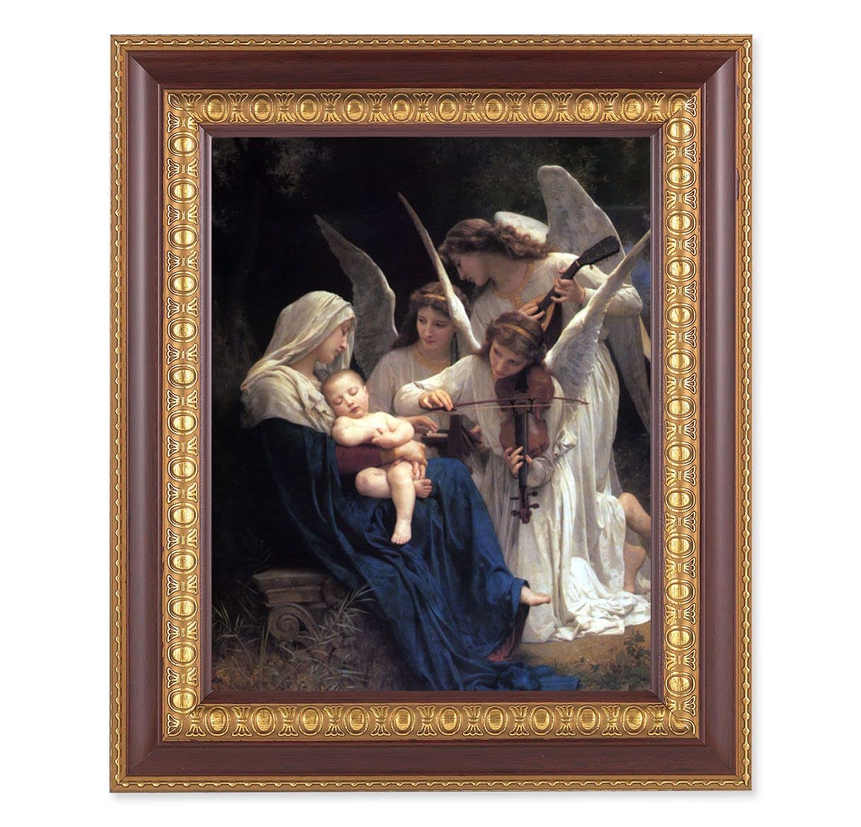 Bouguereau: Heavenly Melody, 11-1/2"x13-1/2, Cherry Finish with Gold Egg & Dart Frame, Italian Print Under Glass # 26050