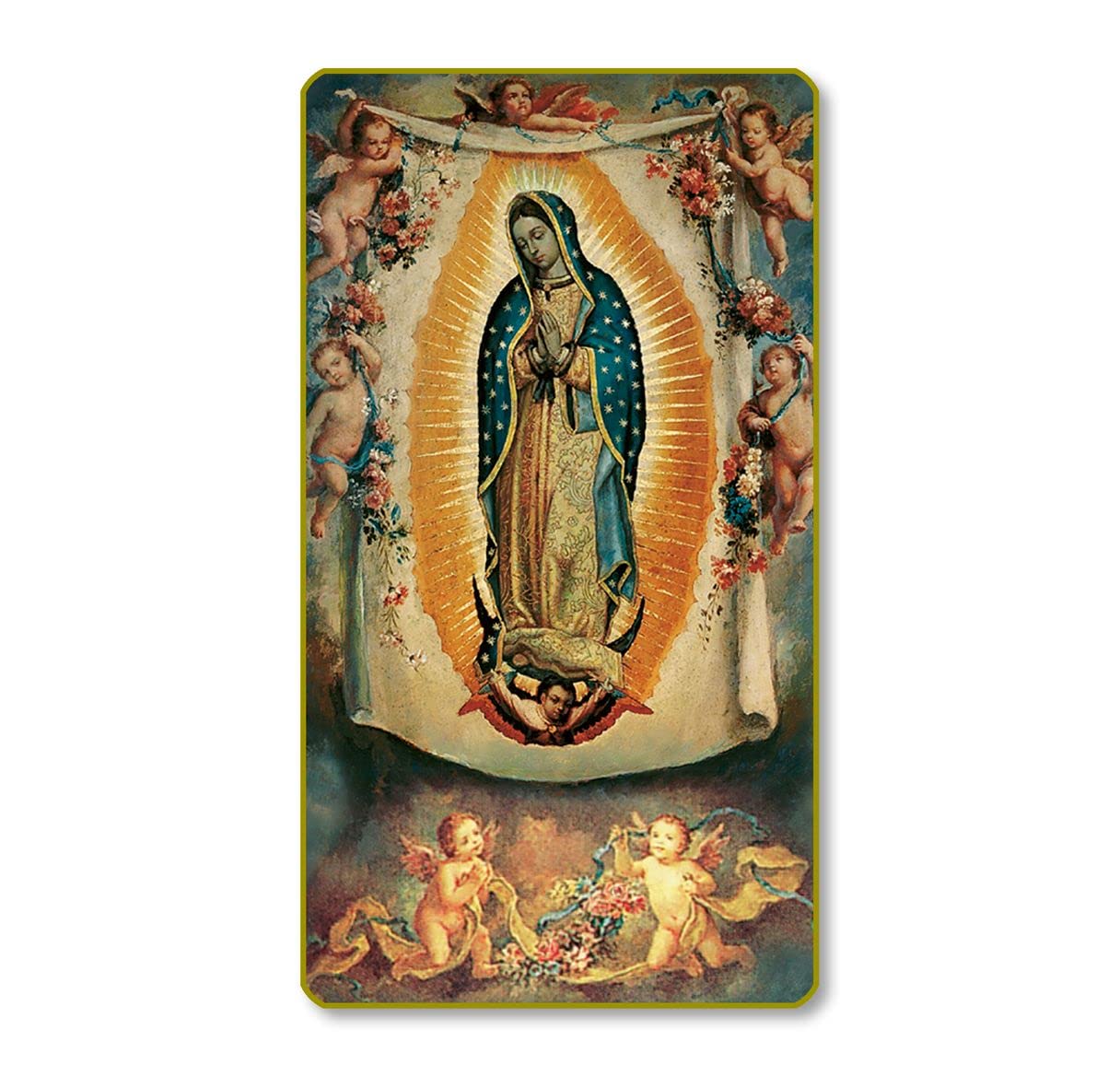Our Lady of Guadalupe with Angels Italian Paper Holy Cards, 2"x4", Blank Back, 100-Pack, # 6234