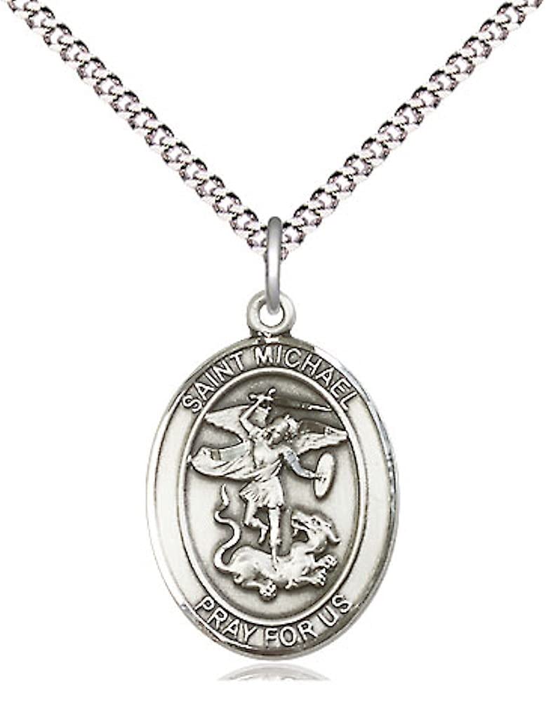 St. Michael the Archangel Medal in Fine Pewter, 3/4" tall, Your Choice of Chain # 17163