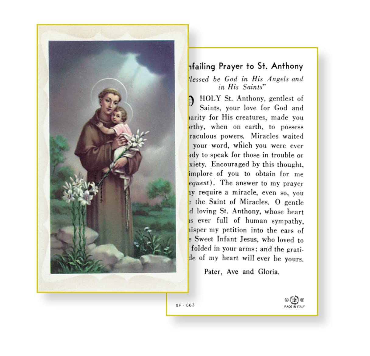 SAINT ANTHONY Paper Holy Cards, 2"x4", 100-pack, # 5851