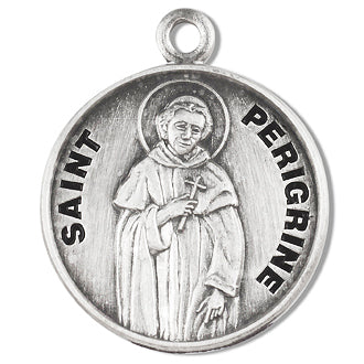 3/4" Round Sterling Medal, Your Choice of Chain, St. Peregrine, #27201
