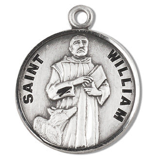 3/4" Round Sterling Medal, Your Choice of Chain, St. William, #96806