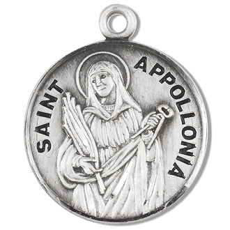 3/4" Round Sterling Medal, Your Choice of Chain, St. Appollonia, #96811
