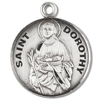 3/4" Round Sterling Medal, Your Choice of Chain, St. Dorothy, #96816