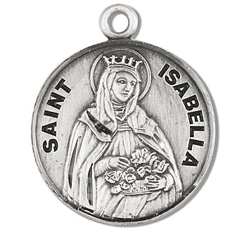 3/4" Round Sterling Medal, Your Choice of Chain, St. Isabella, #96818