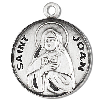 3/4" Round Sterling Medal, Your Choice of Chain, St. Joan, #96820