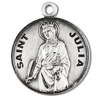 3/4" Round Sterling Medal, Your Choice of Chain, St. Julia, #96821