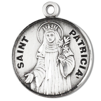 3/4" Round Sterling Medal, Your Choice of Chain, St. Patricia, #96829