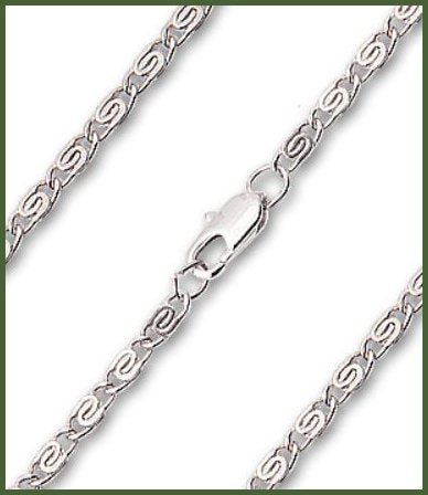 Heavy Rhodium Plated Scroll Chain, 2.75mm Wide, 27", w/ Clasp, # 4790